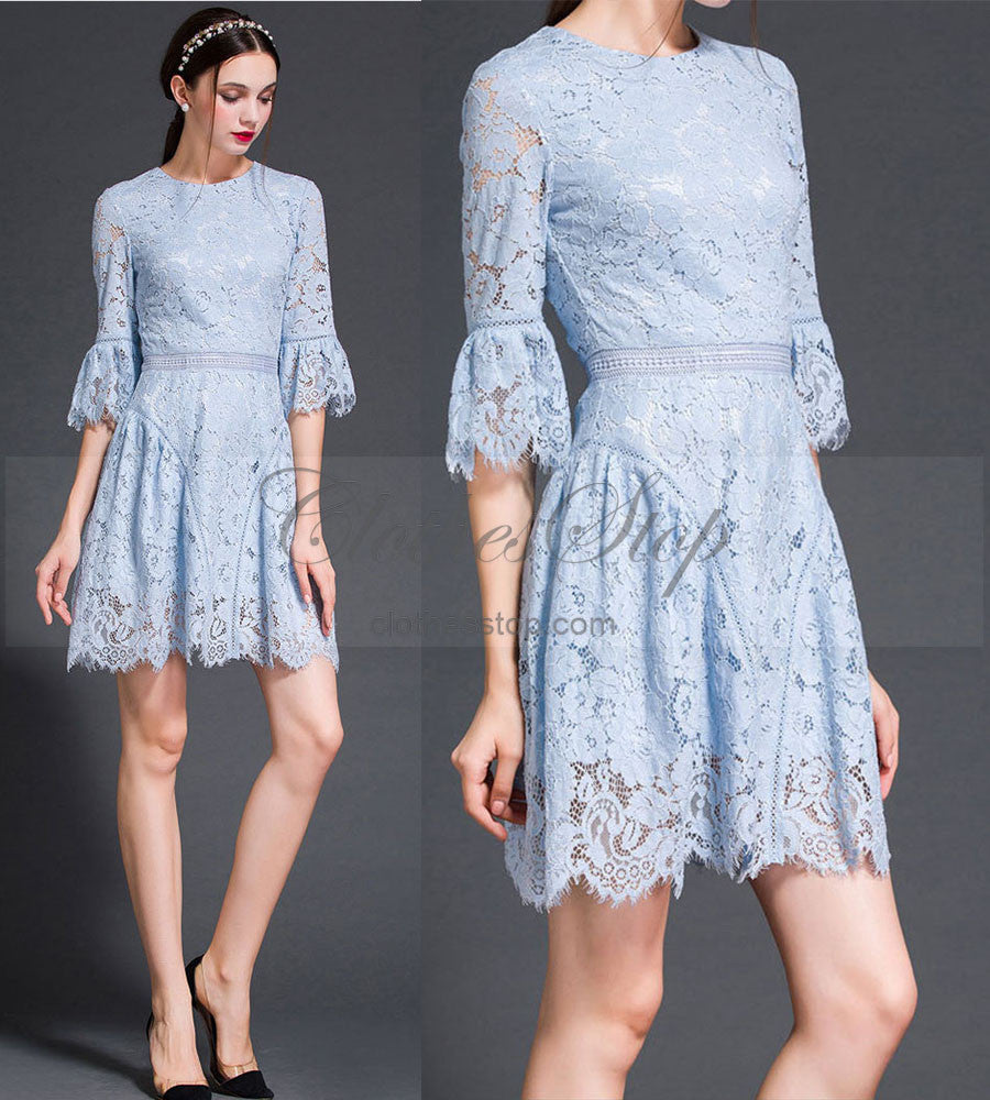 Light Blue Lace Dress in Princess Style ...